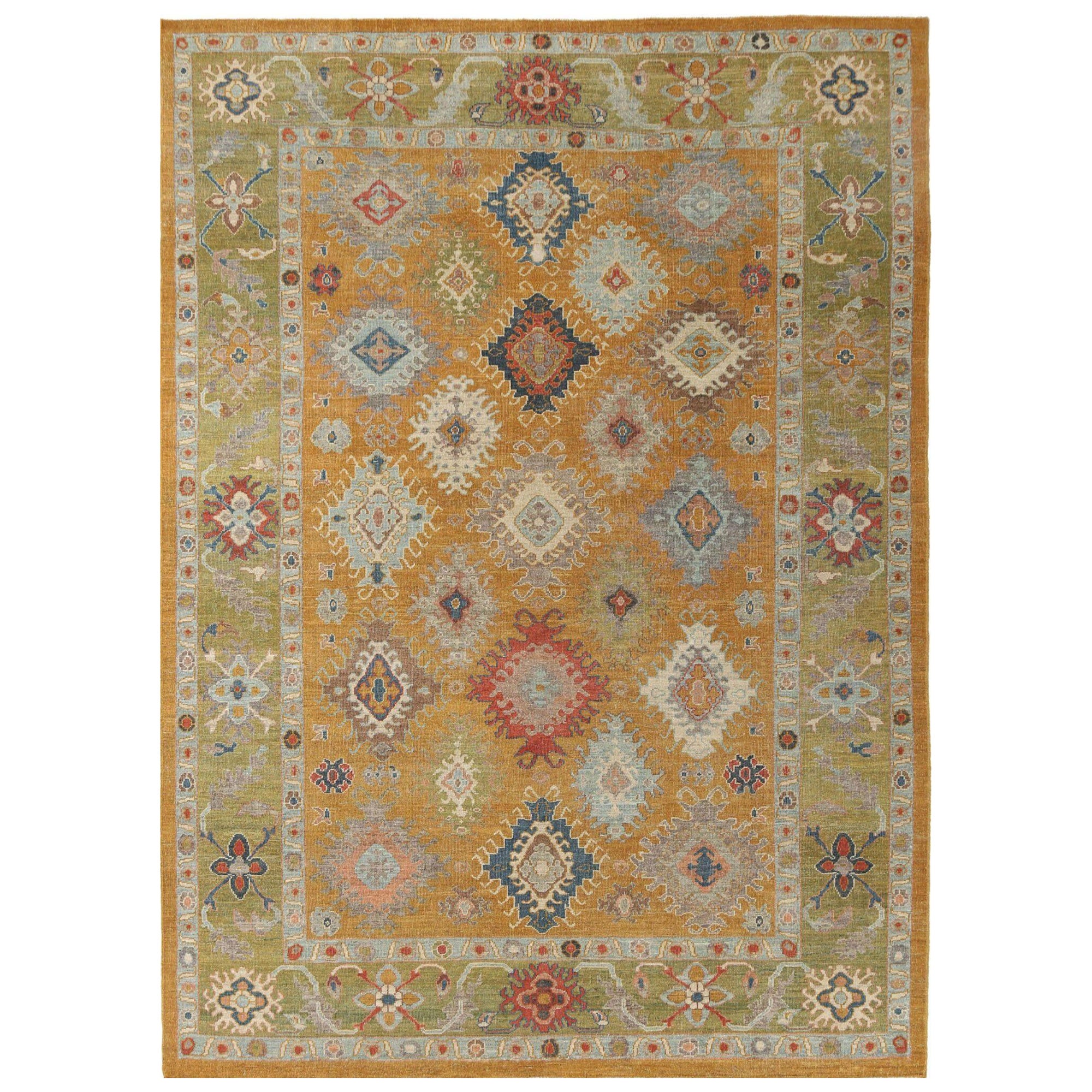 Tappeti per l'area Afghanistan Sultanabad Rugs - Lana Verde Arancione Design - 95792