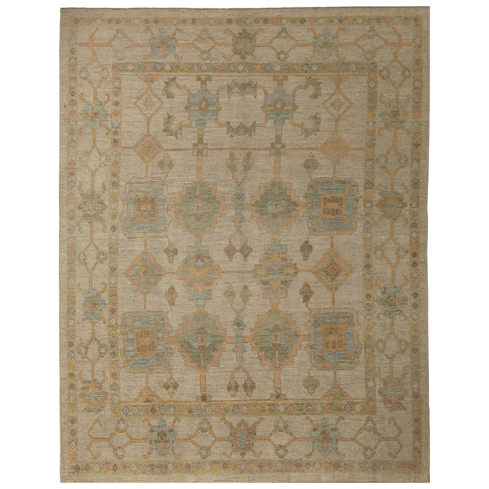Oushak-Teppiche aus Afghanistan - Wolle in elfenbeinfarbenem Design - 95839
