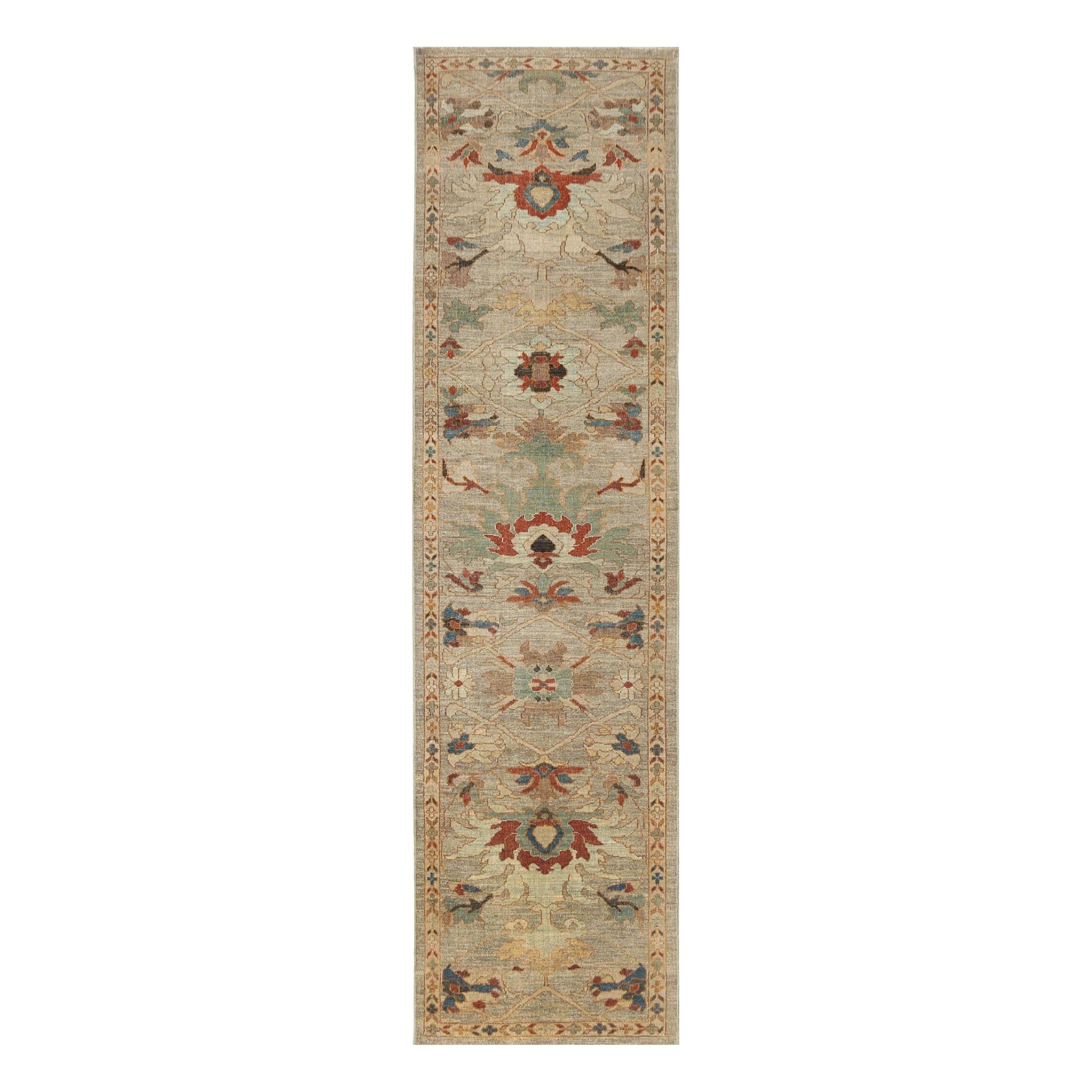 Afghanistan Sultanabad Läufer Teppich - Wolle Elfenbein Design - 95819