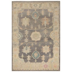 Afghanistan Oushak Area Rugs - Wolle Brown Design - 95891