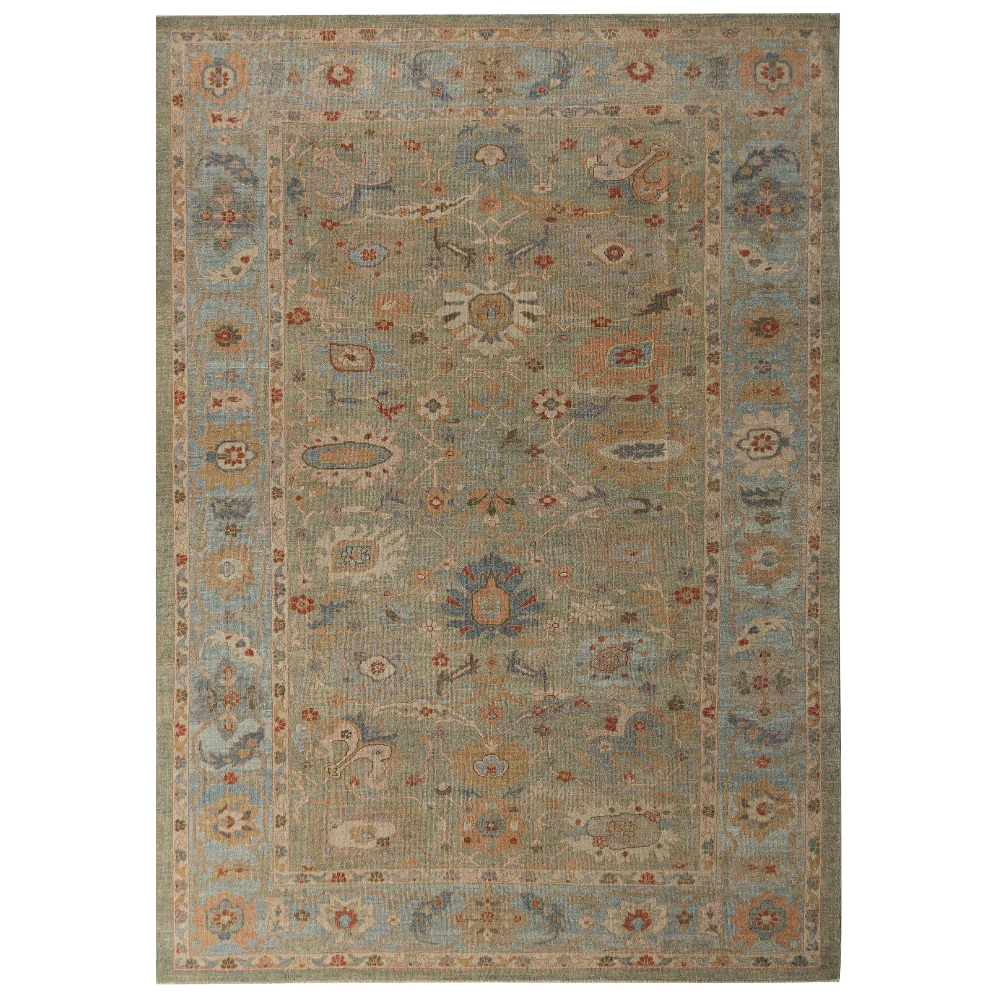 Sultanabad-Teppiche aus Afghanistan - Wolle in Grün mit grünem Design - 95852