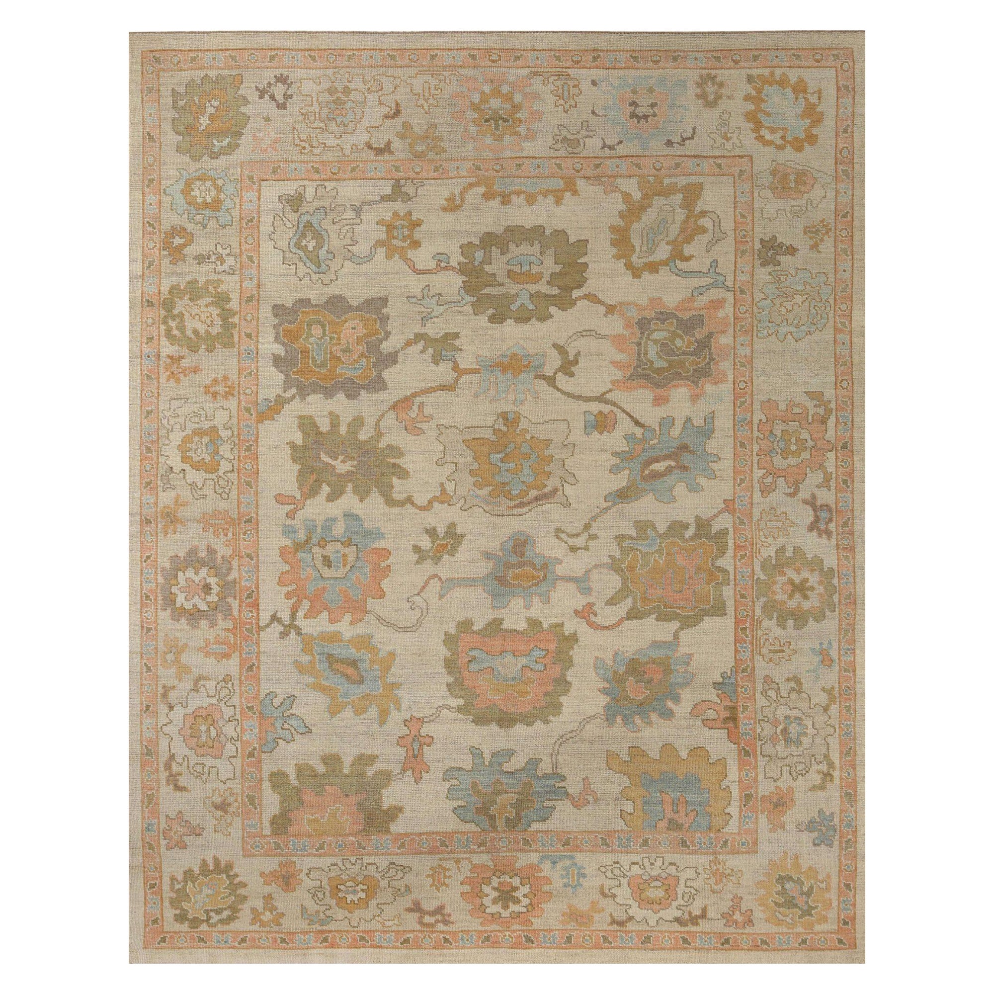 Oushak-Teppiche aus Afghanistan - Wolle in elfenbeinfarbenem Design - 95903