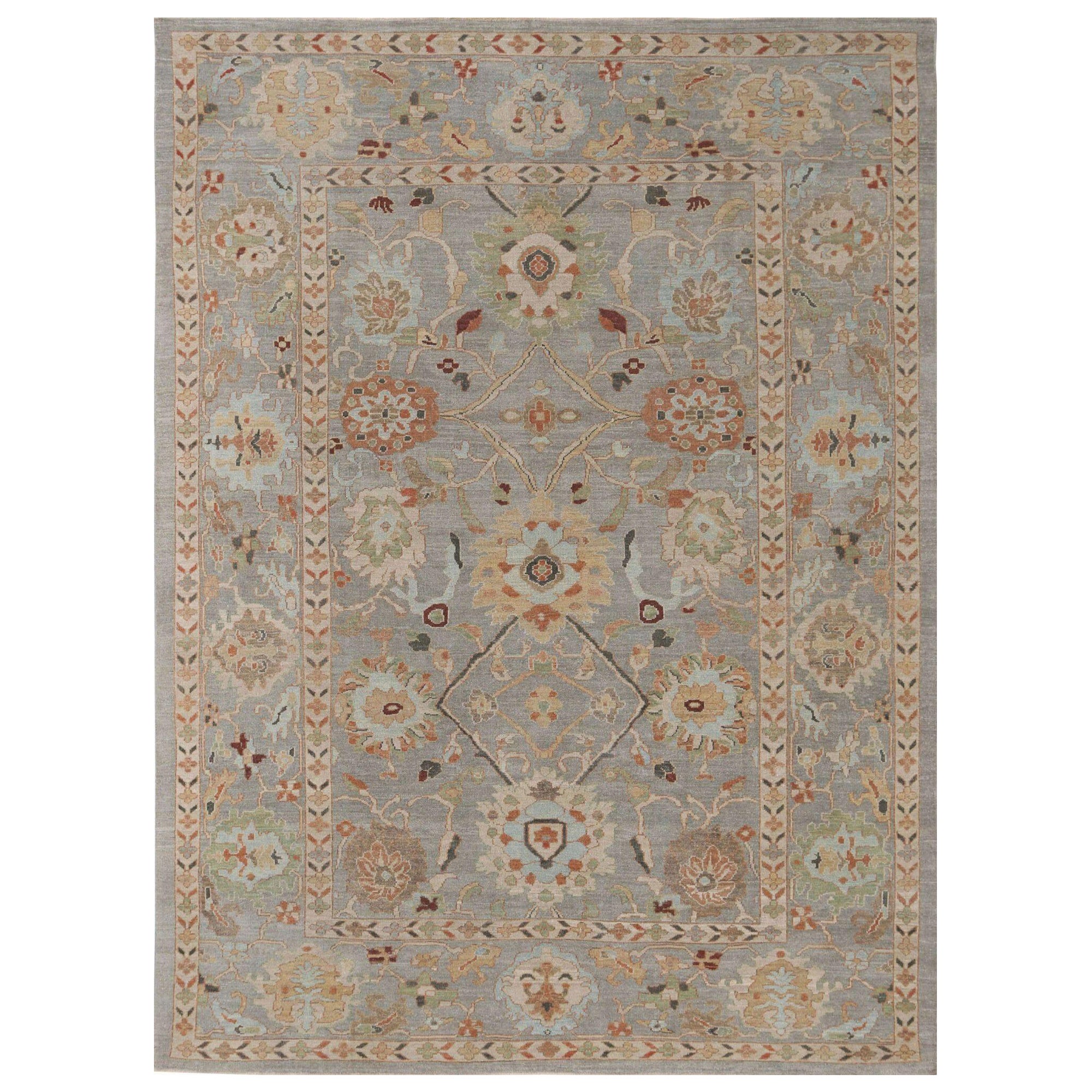 Sultanabad-Teppiche aus Wolle in Elfenbein und Taupe aus Afghanistan, 95877