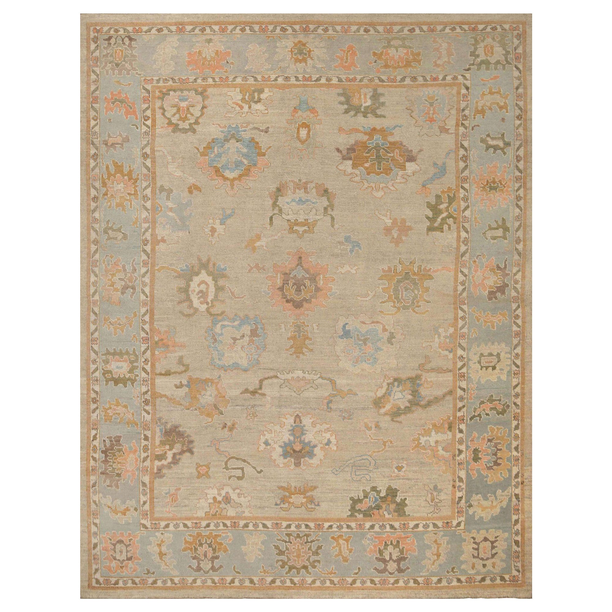 Oushak-Teppiche aus Afghanistan - Wolle in elfenbeinfarbenem Design - 95890
