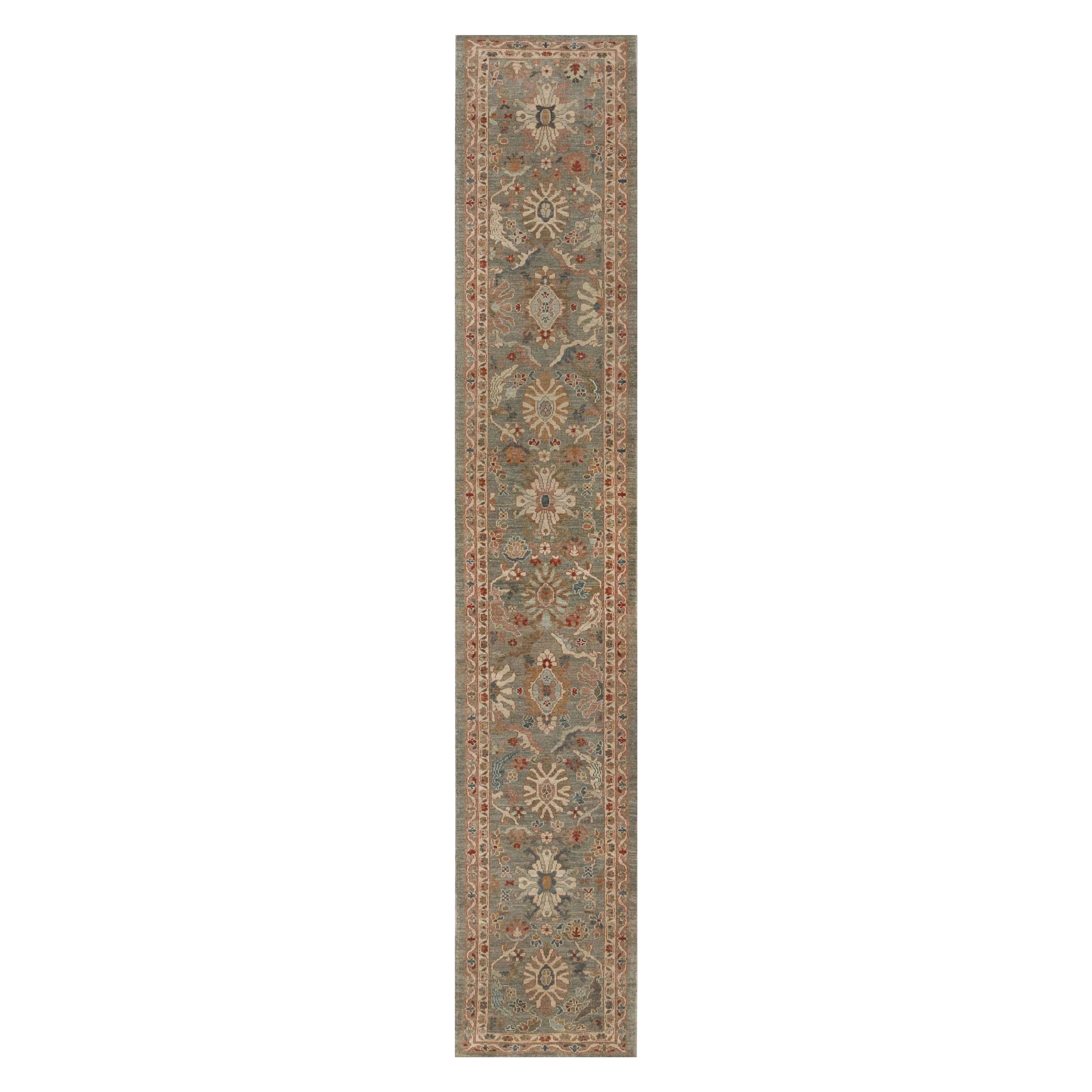 Sultanabad-Läufer aus Afghanistan in Sultanabad in Grau - Wolle mit grauem Design - 95941