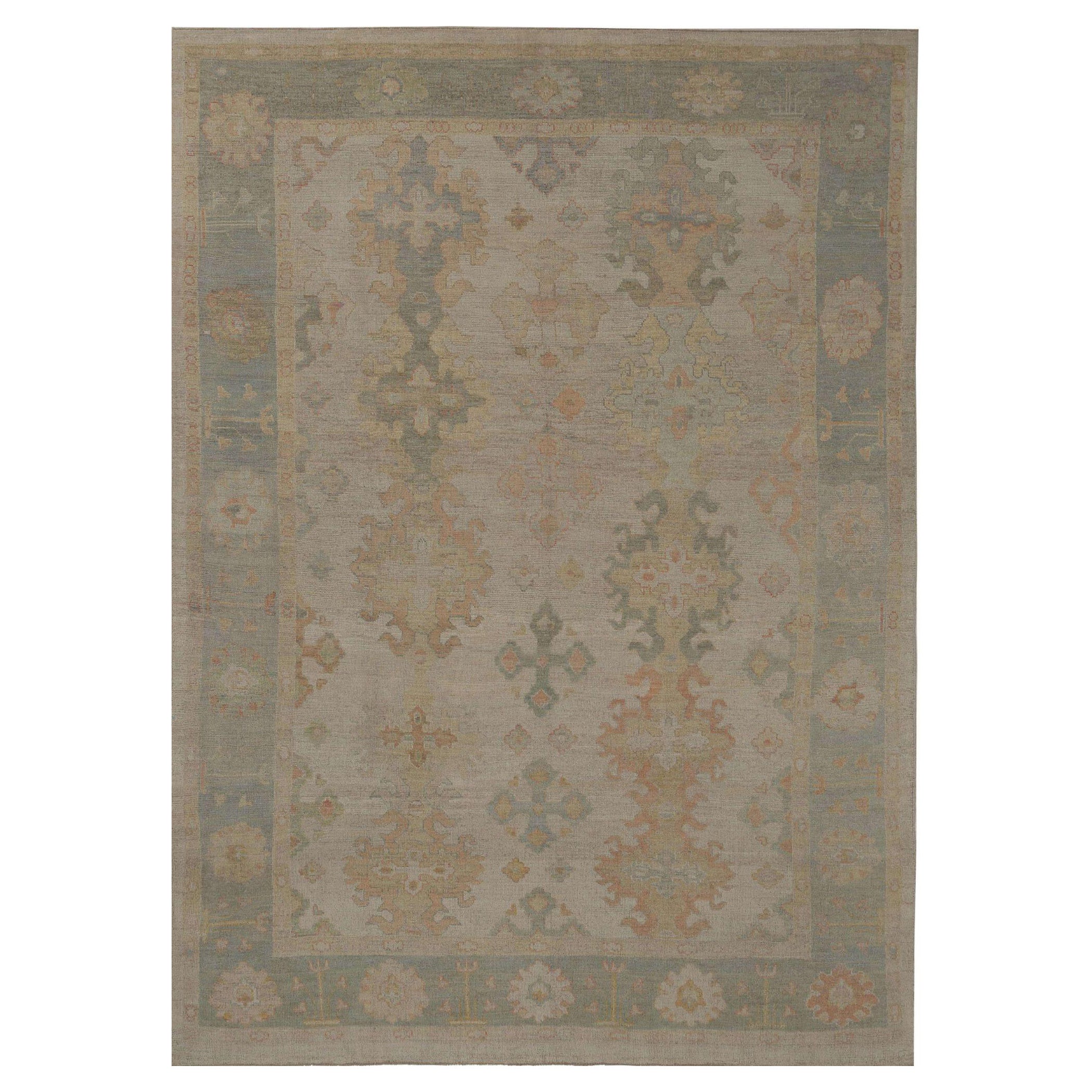 Oushak-Teppiche aus Afghanistan - Wolle in elfenbeinfarbenem Design - 96004