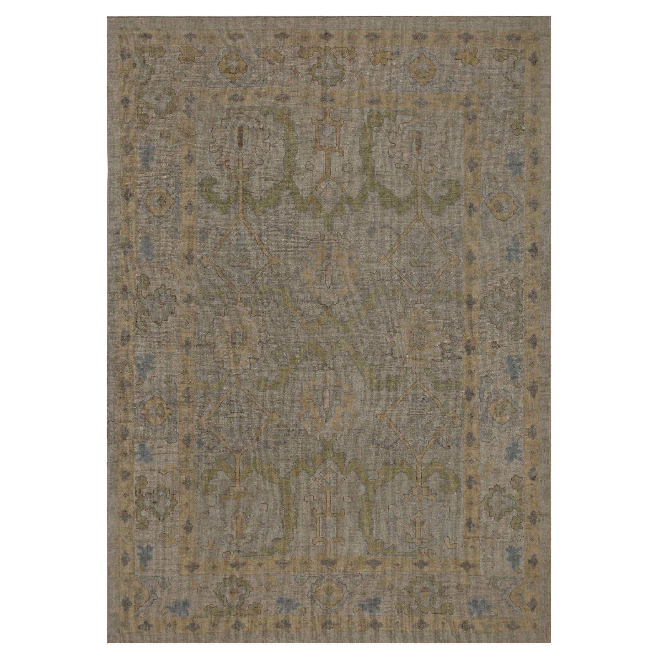 Afghanistan Oushak Area Rugs - Wool Green Ivory Design - 96038