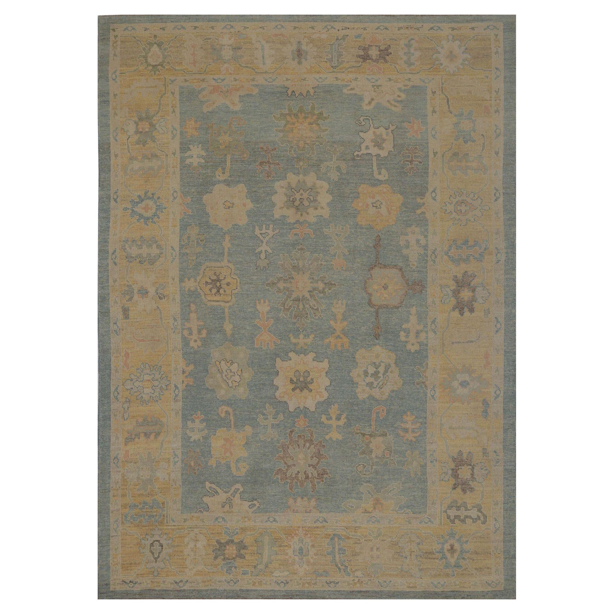 Afghanistan Oushak Area Rugs - Wool Blue Gray Design - 96040