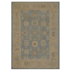 Tappeti Afghanistan Oushak - Disegno in lana blu e grigio - 96040