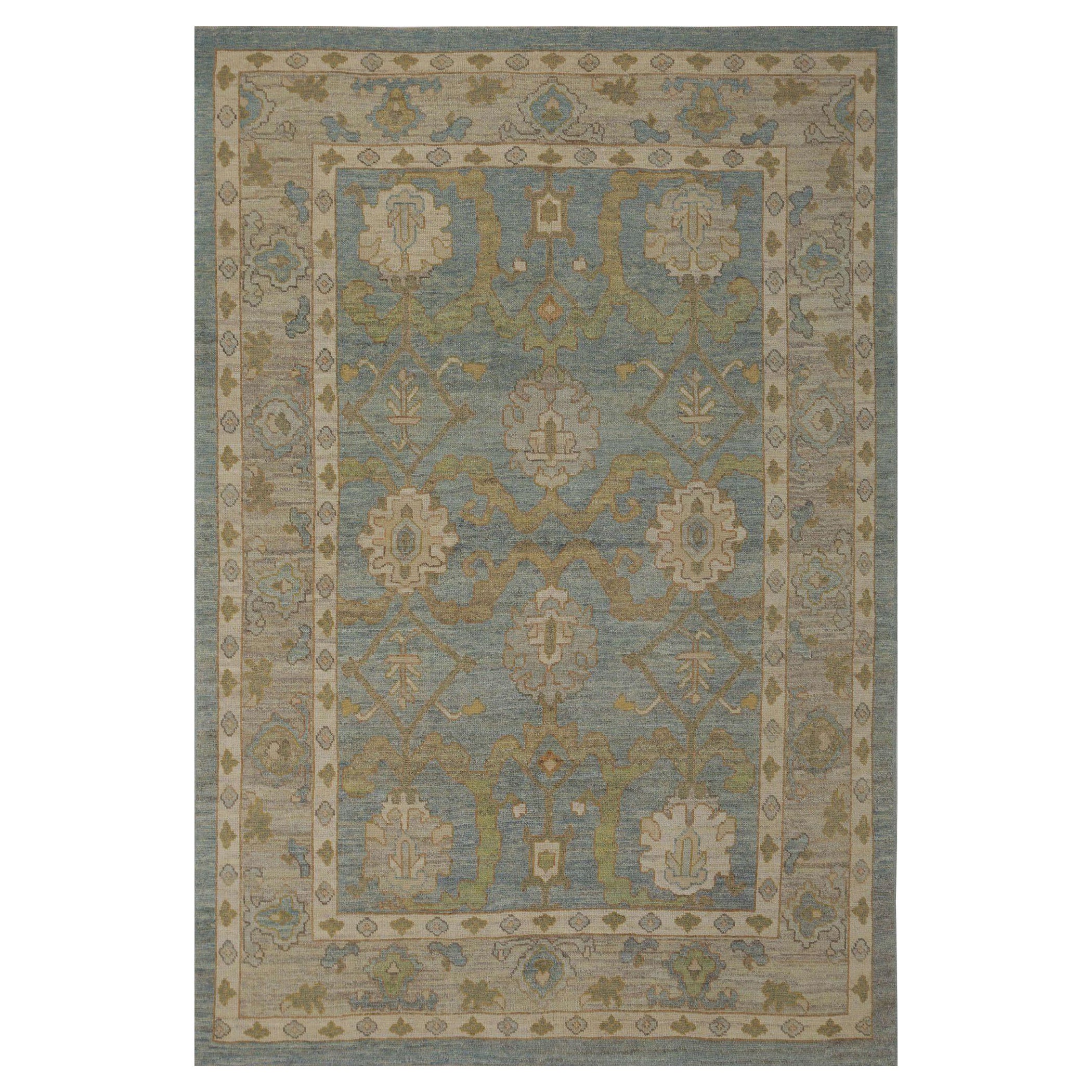 Afghanistan Oushak Area Rugs - Wool Blue Design - 96026