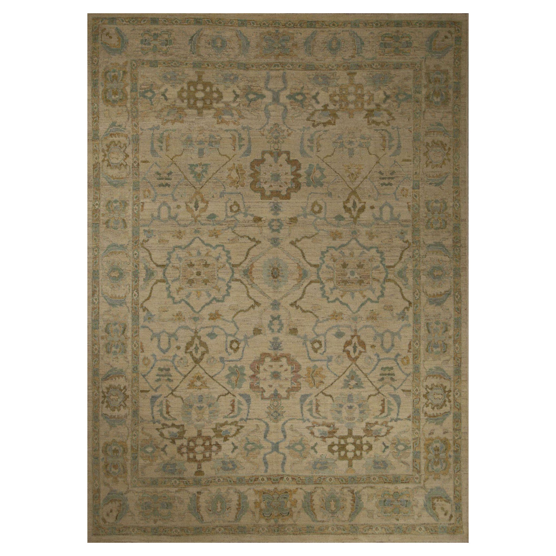 Oushak-Teppiche aus Afghanistan - Wolle in elfenbeinfarbenem Design - 96112