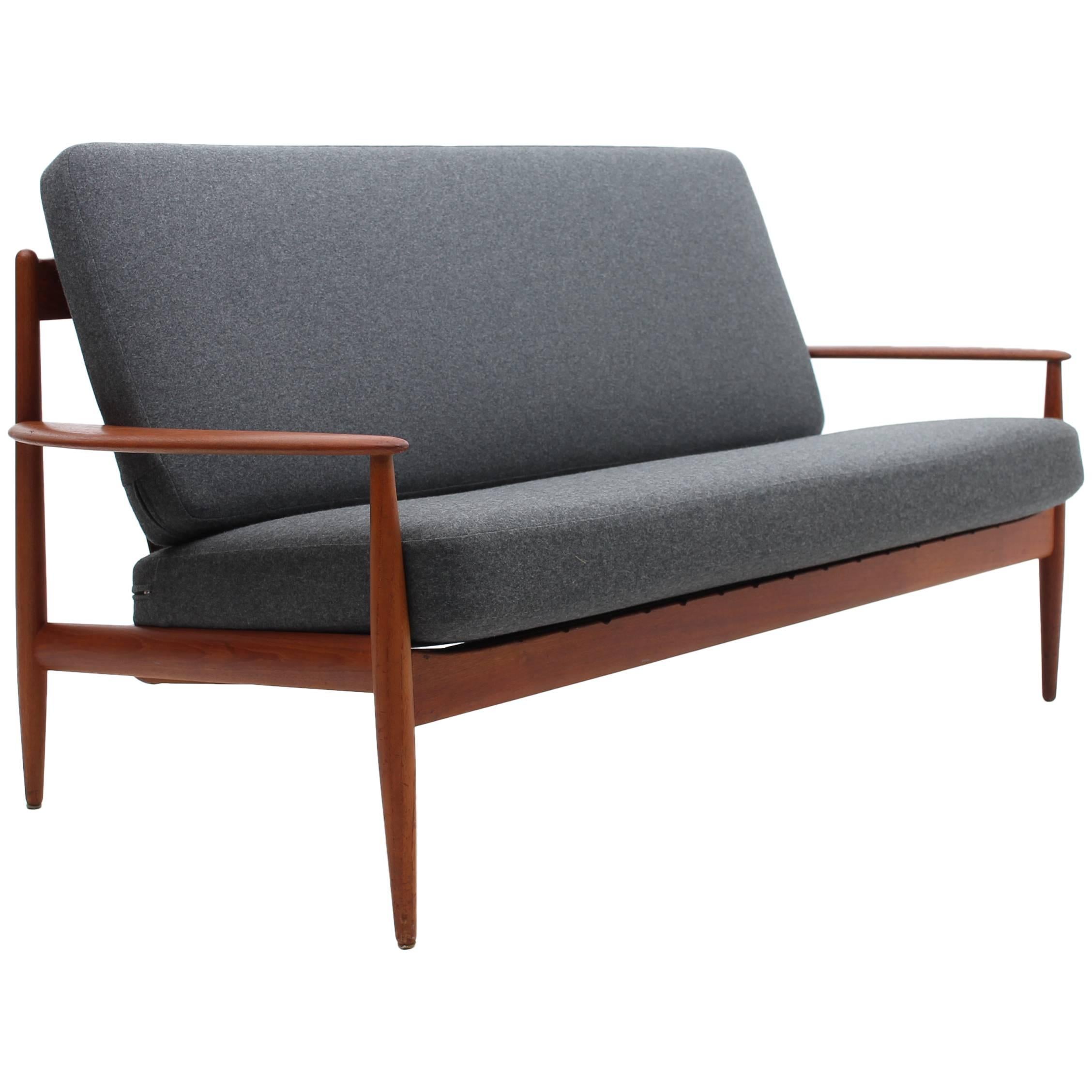 Grey, Teak Loveseat by Grete Jalk, 1964 - Danish, Mid-Century  For Sale