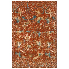 Tapis Agra en laine bleu ivoire rouge motif - 99658