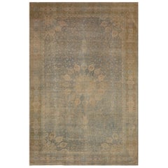 Vintage Persian Tabriz Over Size Rug - Wool Blue Green Taupe Design - 99443