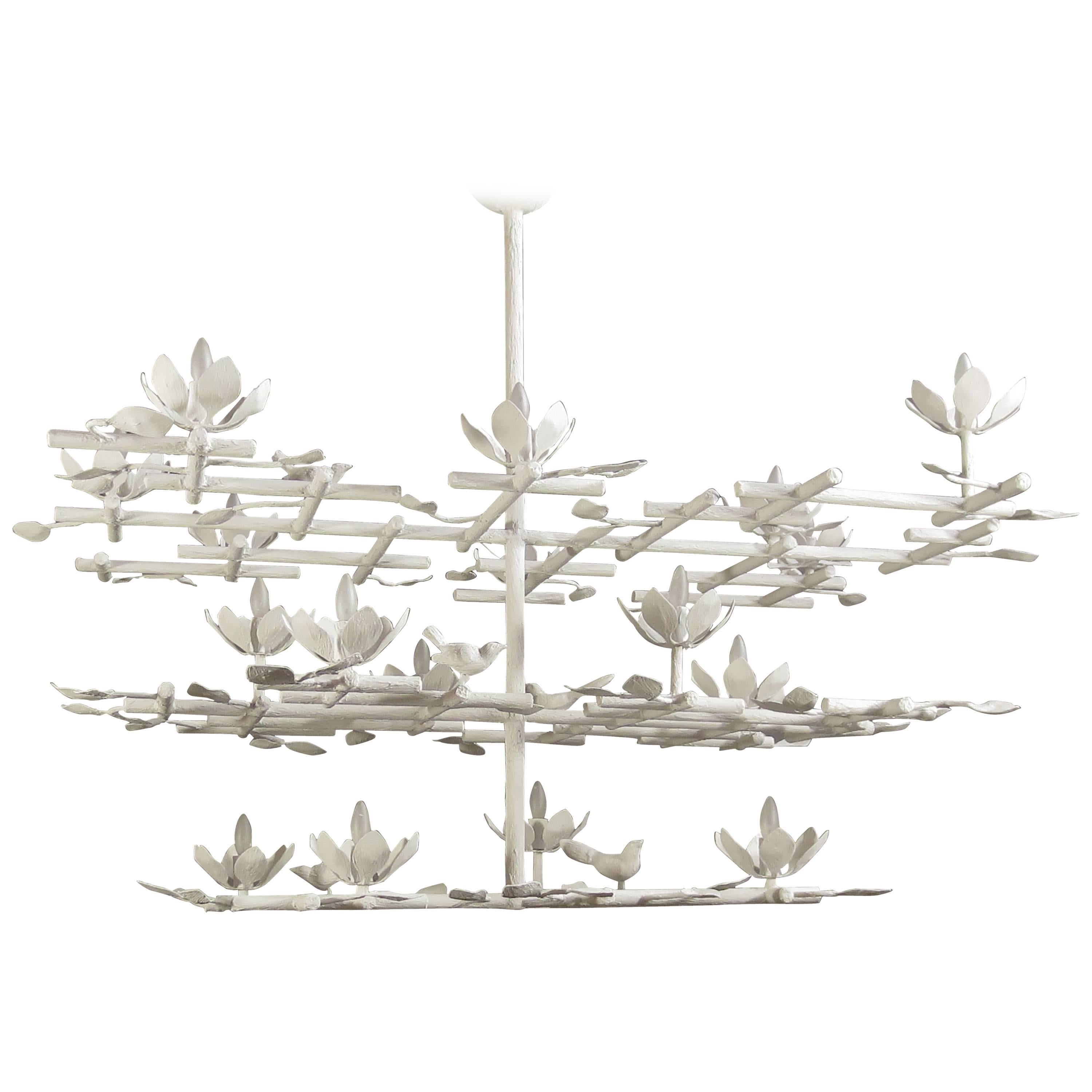 Garden Chandelier with White Finish For Sale