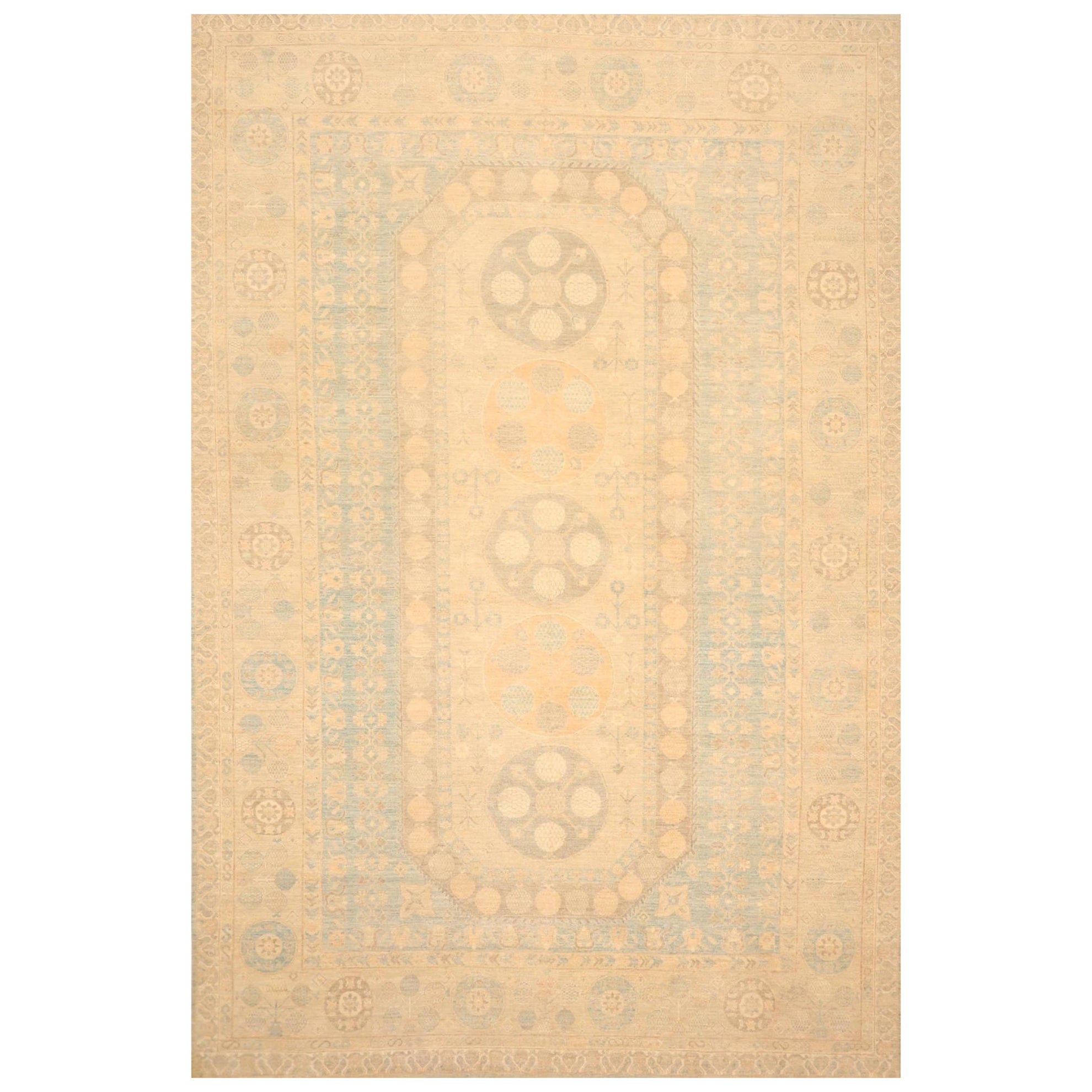 Afghanistan Khotan Over Size Teppich - Wolle Blau Elfenbein Taupe - 99667