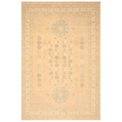 Tapis Khotan Afghanistan - Laine vert ivoire taupe - 99669