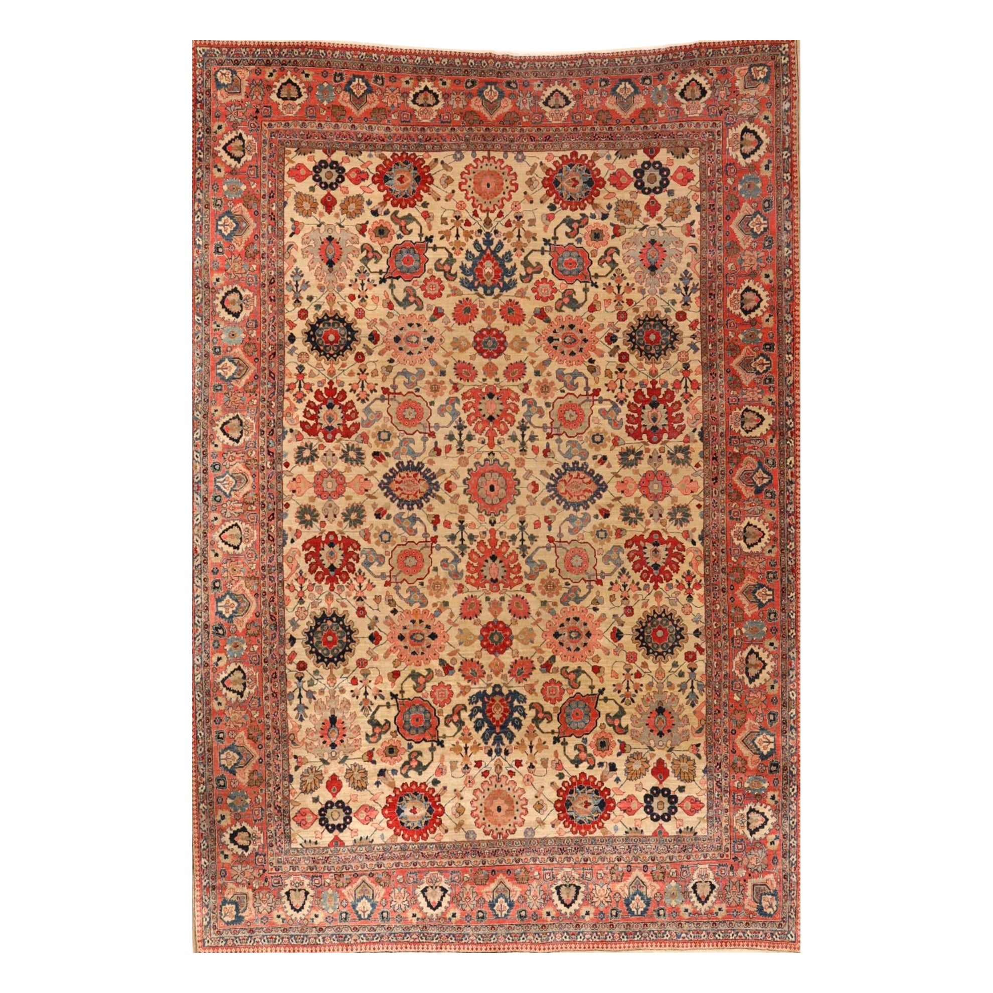 Persian Tabriz Area Rugs - Wool Blue Ivory Pink Red Design - 99675