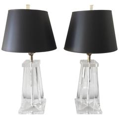 Pair of Vintage Lucite Lamps
