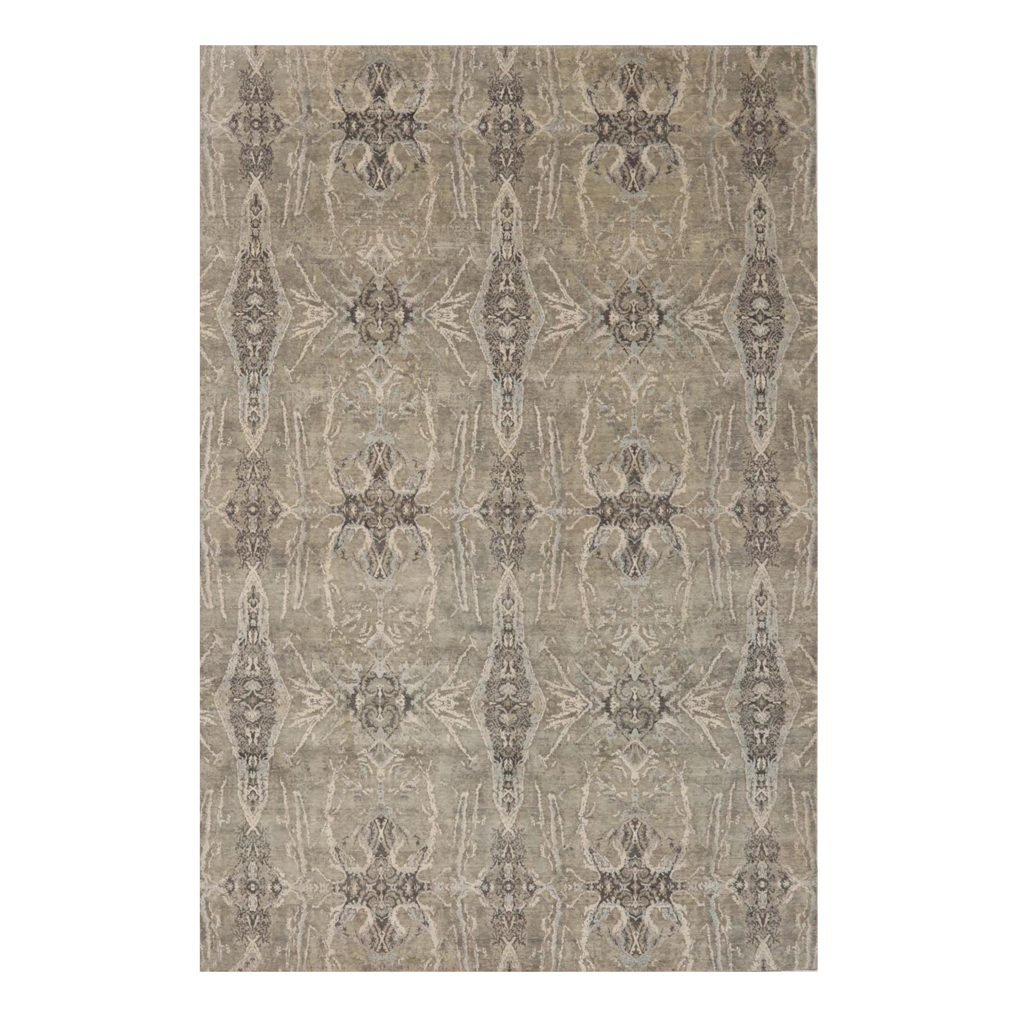 India India Area Rugs - Wool Brown Ivory Taupe Design - 93283