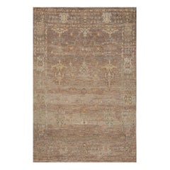 Turkey Oushak Area Rugs - Wool Brown Taupe Yellow Design - 98868