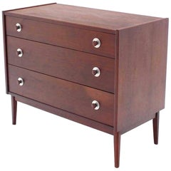 Three-Drawer Danish Modern Walnut Bachelor Chest