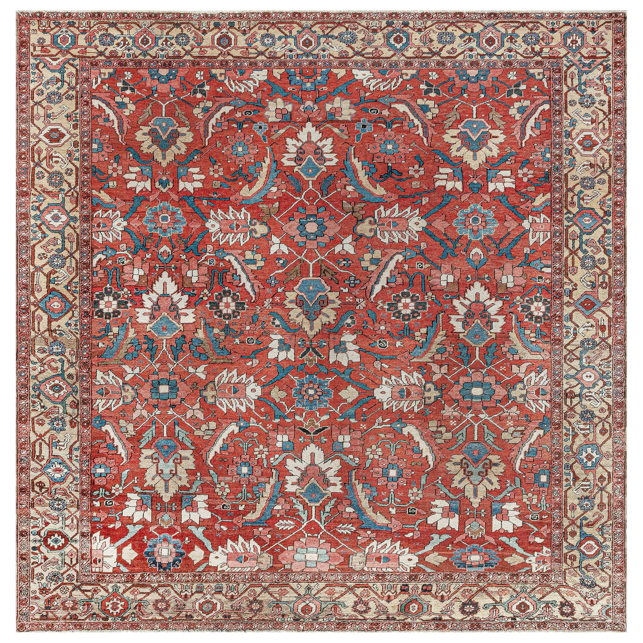 Doris Leslie Blau Antique Persian Heriz Red Wool Rug