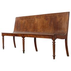 Antique French Rustic Perforated Walnut Bench