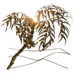 XL Brass Palm Lamp Wall Sculpture by Artist Daniel Dhaeseleer