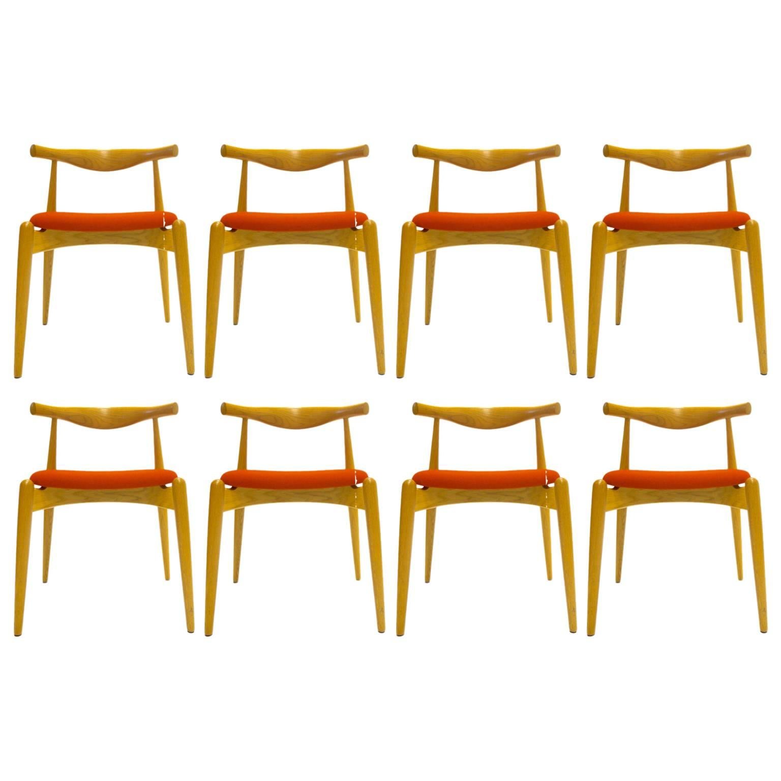 Set of Eight Hans Wegner for Carl Hansen "Elbow" Chairs in Oak
