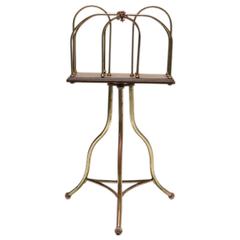 Antique Magazine Stand in Brass and Oak