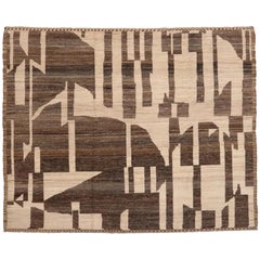 Afghanistan Moroccan Moroccan Area Rugs - Wool Brown Ivory - 98452