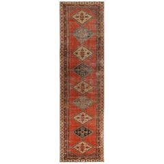 Persian Hamadan Runner Rug - Wool Orange Design - 99388