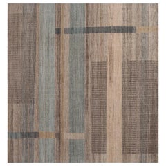 India Area Rugs - Wool Blue Brown Ivory Design - 98060