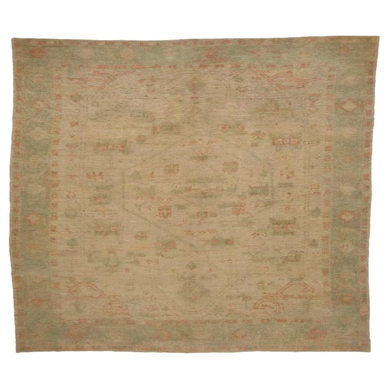 Turkey Oushak Over Size Rug - Wool Brown Green Ivory Design - 98048