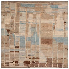 Tappeto Afghanistan Moroccan Over Size - Lana Blu Marrone Avorio - 98449