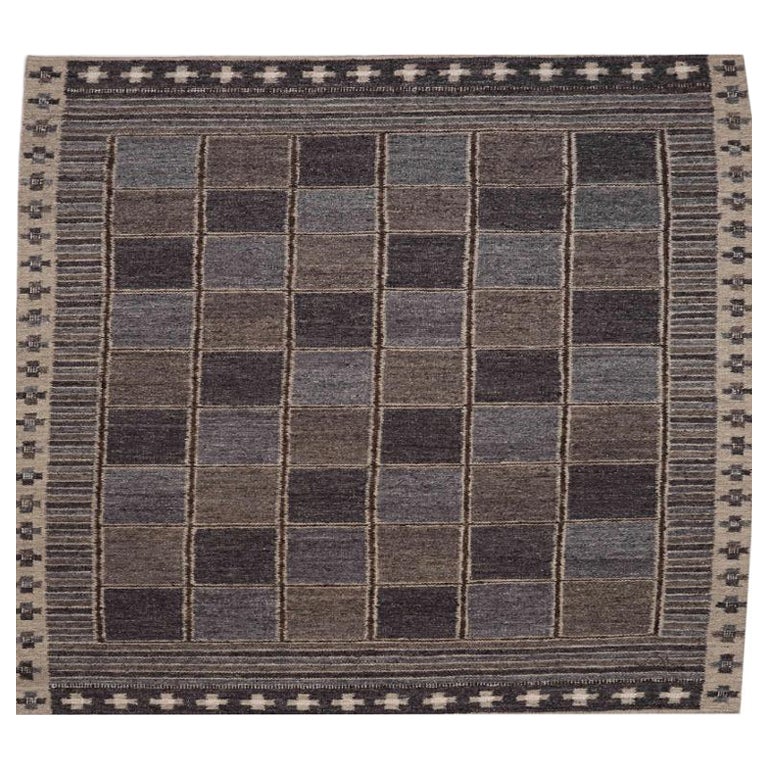 Tappeti India Swedish Collection - Lana Marrone Grigio Avorio - 96244