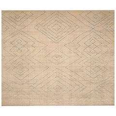 Tappeto Afghanistan Moroccan Over Size - Design Lana Blu Avorio - 98428