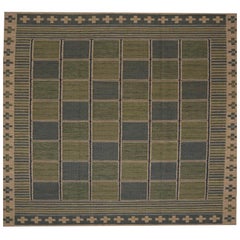 India Swedish Collection Area Rugs - Wool Blue Green Ivory - 96246
