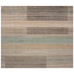 India Over Size Rug - Wool Blue Brown Ivory Design - 98062