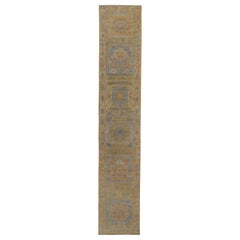 Tapis persan en laine bleu vert rouge jaune motif - 89250