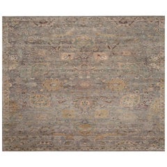 Vintage India Tabriz Over Size Rug - Wool Brown Green Ivory Yellow - 96256