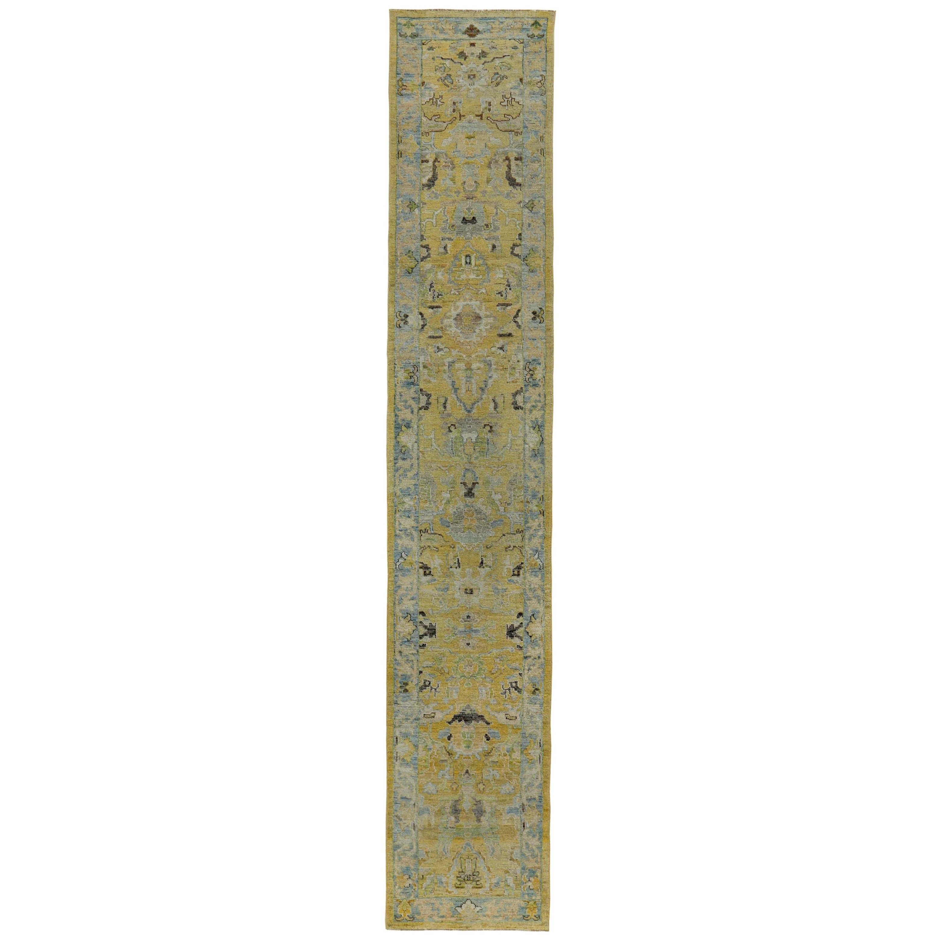 Persian Rose Kollektion Läufer - Wolle Blau Grün Elfenbein - 89356