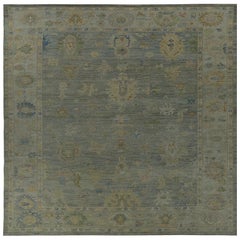 Collection rose persane - Tapis en laine gris vert ivoire - 89554