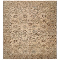 Tapis Persan Tabriz Over Size - Laine Bleu Brown Ivoire Taupe - 94653