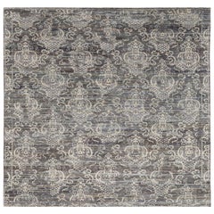 Tapis de sol de l'Inde - Laine Bleu Brown Green Ivory Design - 93282