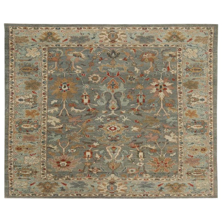 Sultanabad-Teppiche aus Wolle in Blau, Grau und Elfenbein in der Türkei - 95947 im Angebot
