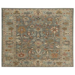 Tapis turcs Sultanabad - Design en laine bleu gris ivoire - 95947