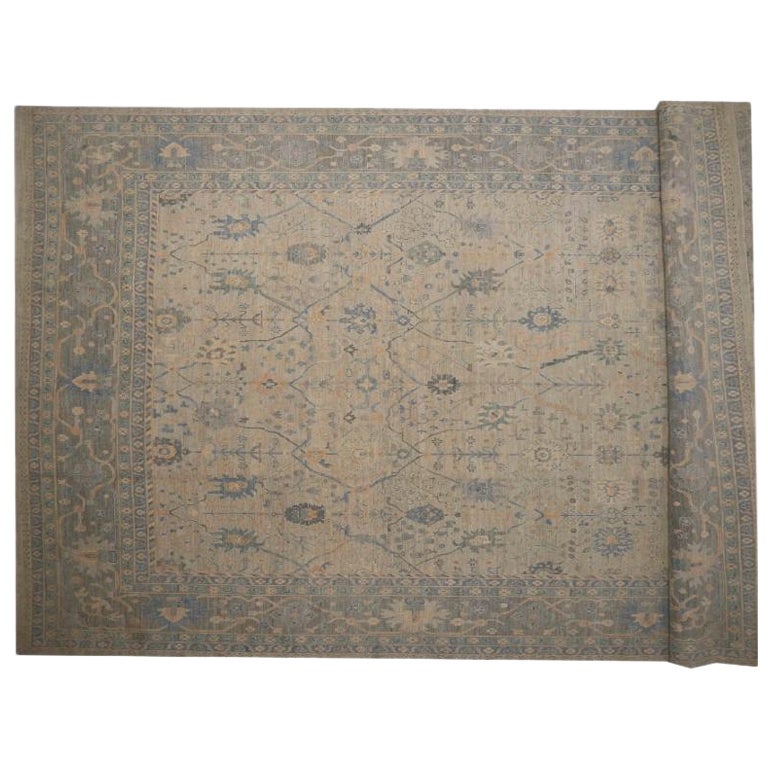Afghanistan Oushak Over Size Rug - Wool Blue Green Ivory - 96230
