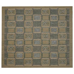 Tapis de collection suédois - Laine vert ivoire taupe - 96241